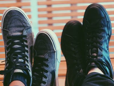 Detail of a person legs in motion wearing sneakers